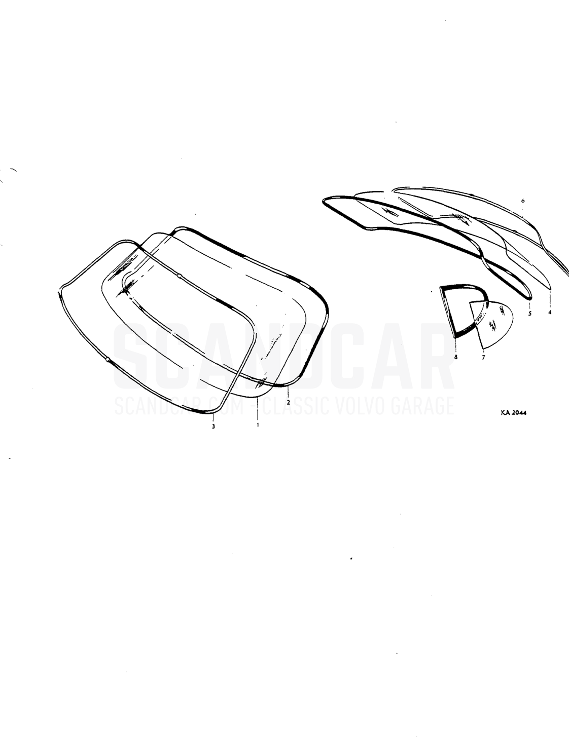 Lock components for luggage compartment lid, fuel fil ler cap Del - Explosionszeichnung, Karosserie, Volvo P1800 S
