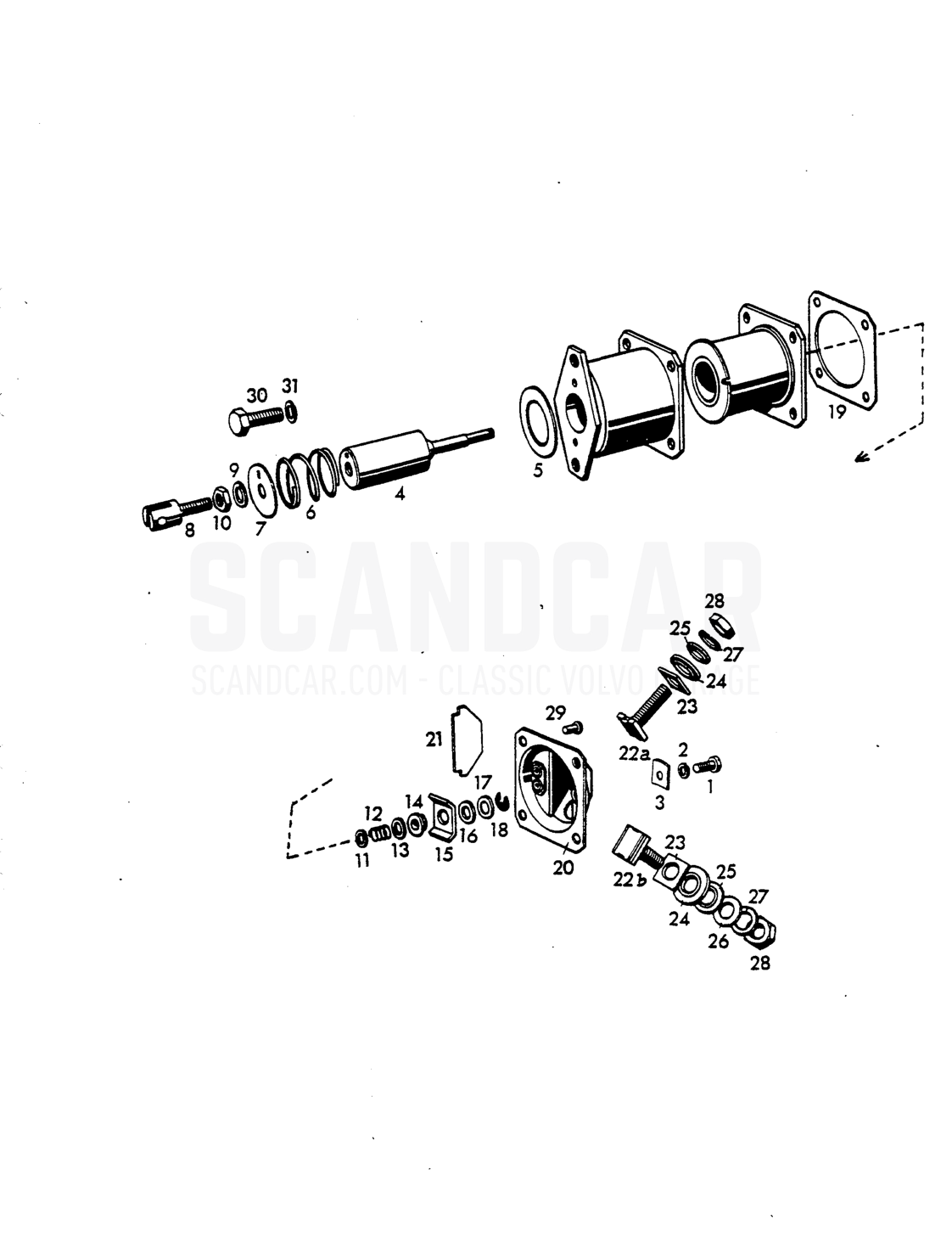 (BIS) Solenoid switch sch - Explosionszeichnung, Elektrische Ausrüstung, Volvo P1800 S