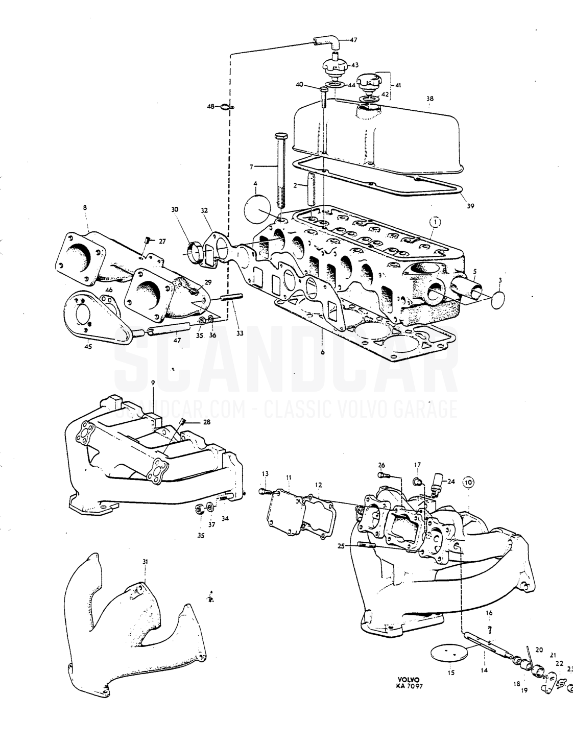 Cylinderblock, trcnsmissionskåpc, Cylinder block, timing gecr ccsing, lflU svänghjulskåpc, motorupphängning flywheel ccsing, engine mountings ltttf llffl Hltt tttU IHtt HIII ..t - Explosionszeichnung, Sonstige Teile, Volvo P1800 S