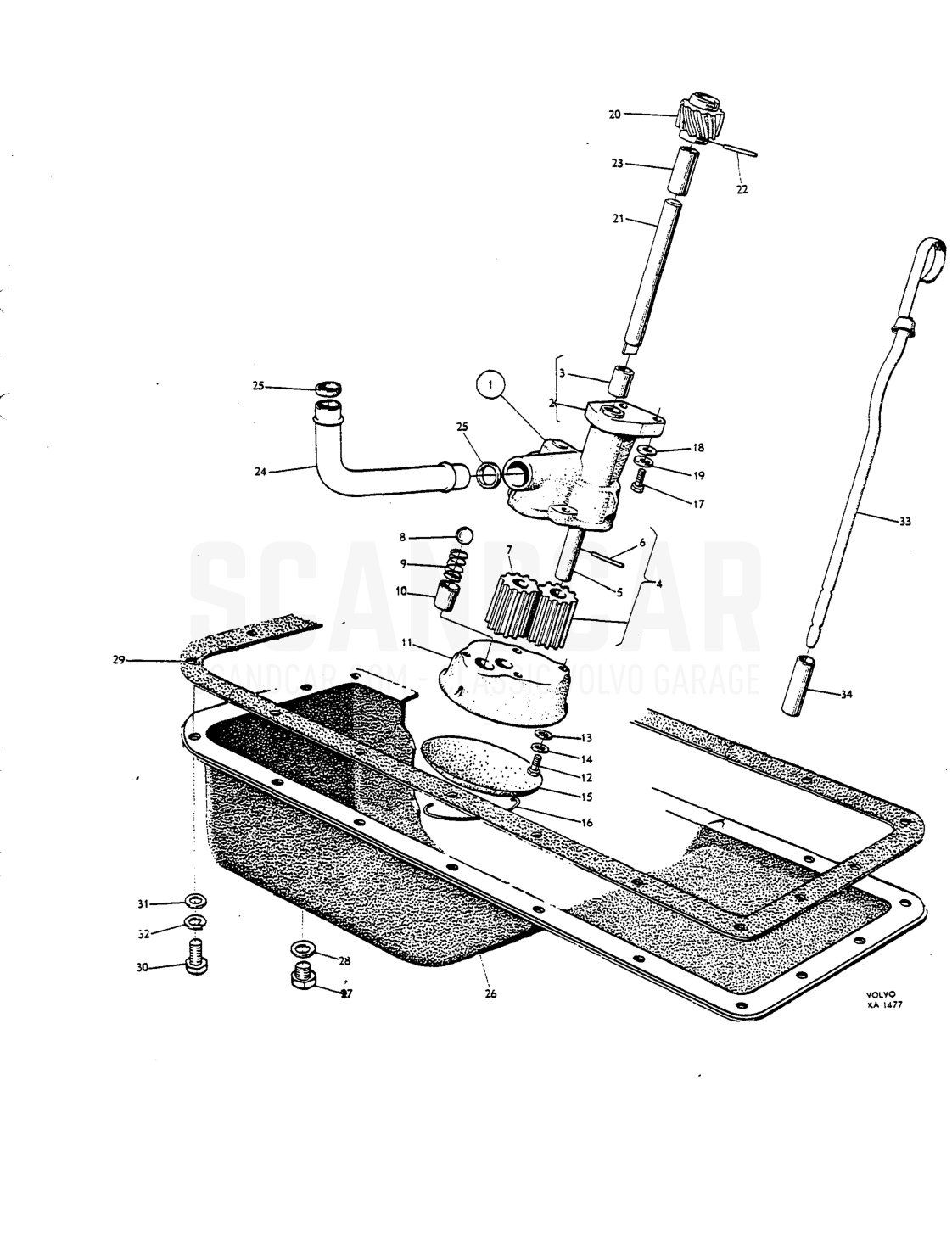 Valve mechanism - Explosionszeichnung, Motor, Volvo P1800 S