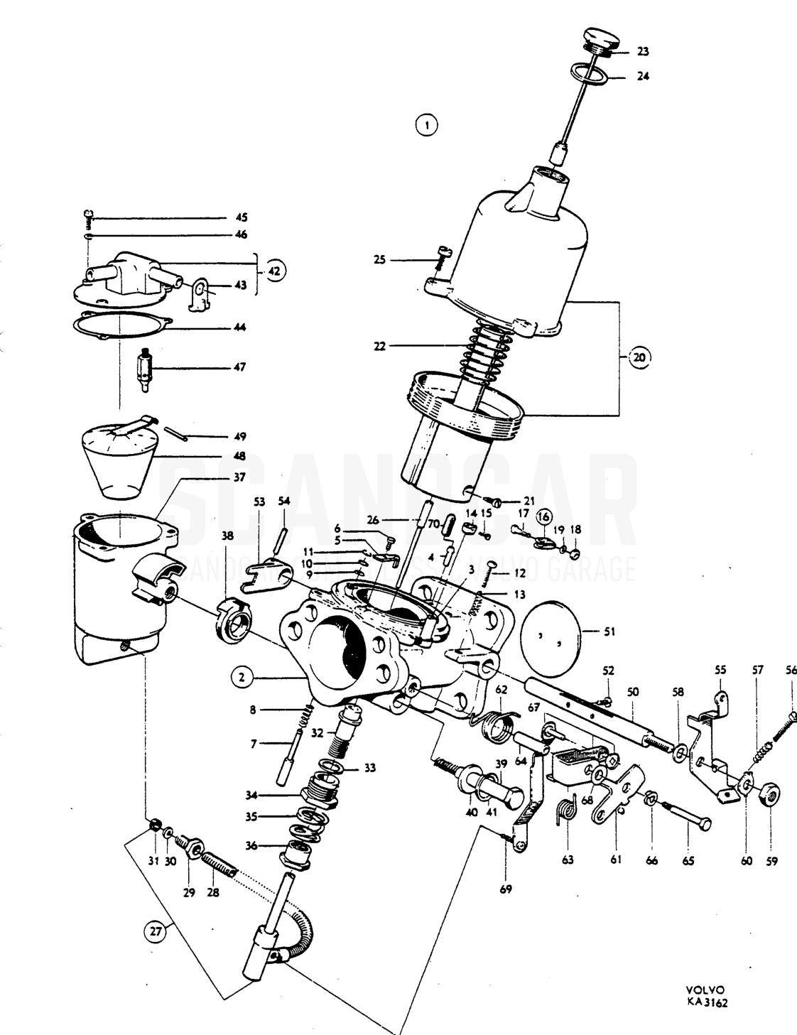 Fuel pump - Explosionszeichnung, Kraftstoff- und Abgasanlage, Volvo P1800 S