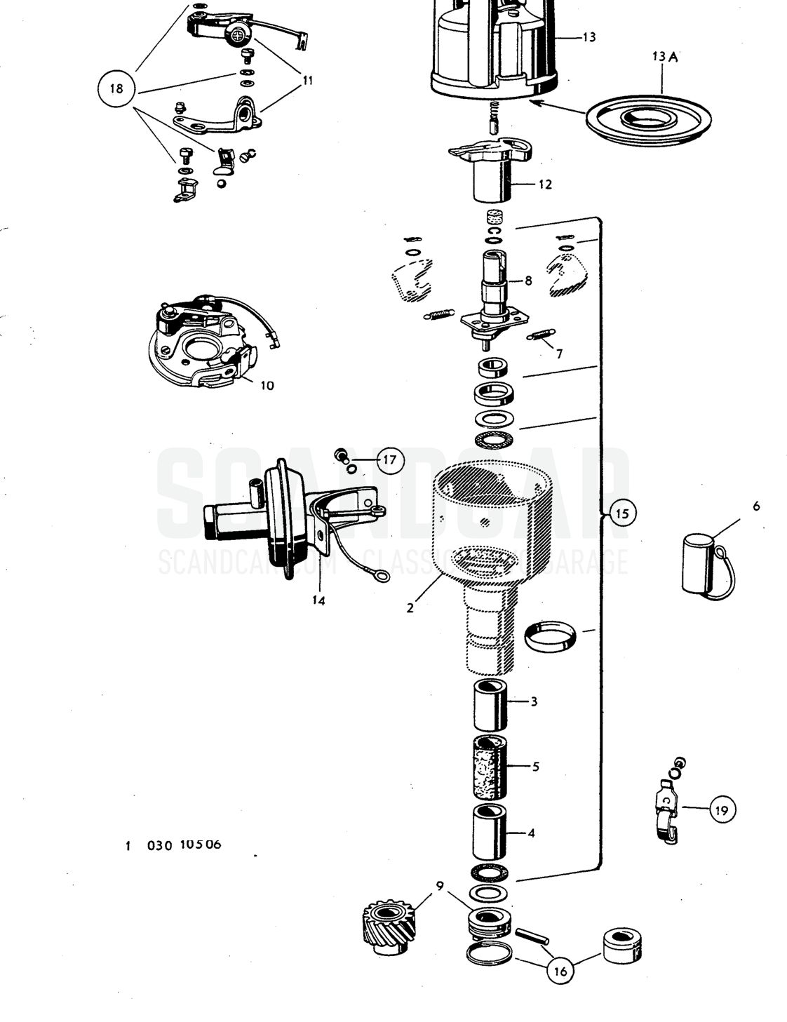 Distributor, Illustration Sats Kit - Explosionszeichnung, Elektrische Ausrüstung, Volvo P1800