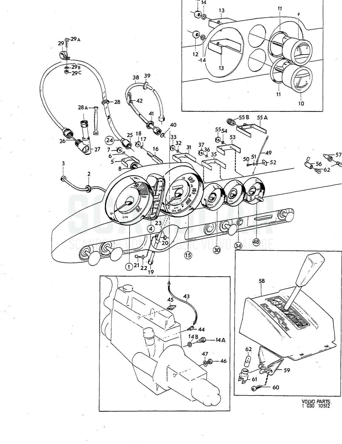 Instrumentation, Illustration Connecting And Control Unit Sats Kit - Explosionszeichnung, Elektrische Ausrüstung, Volvo P1800