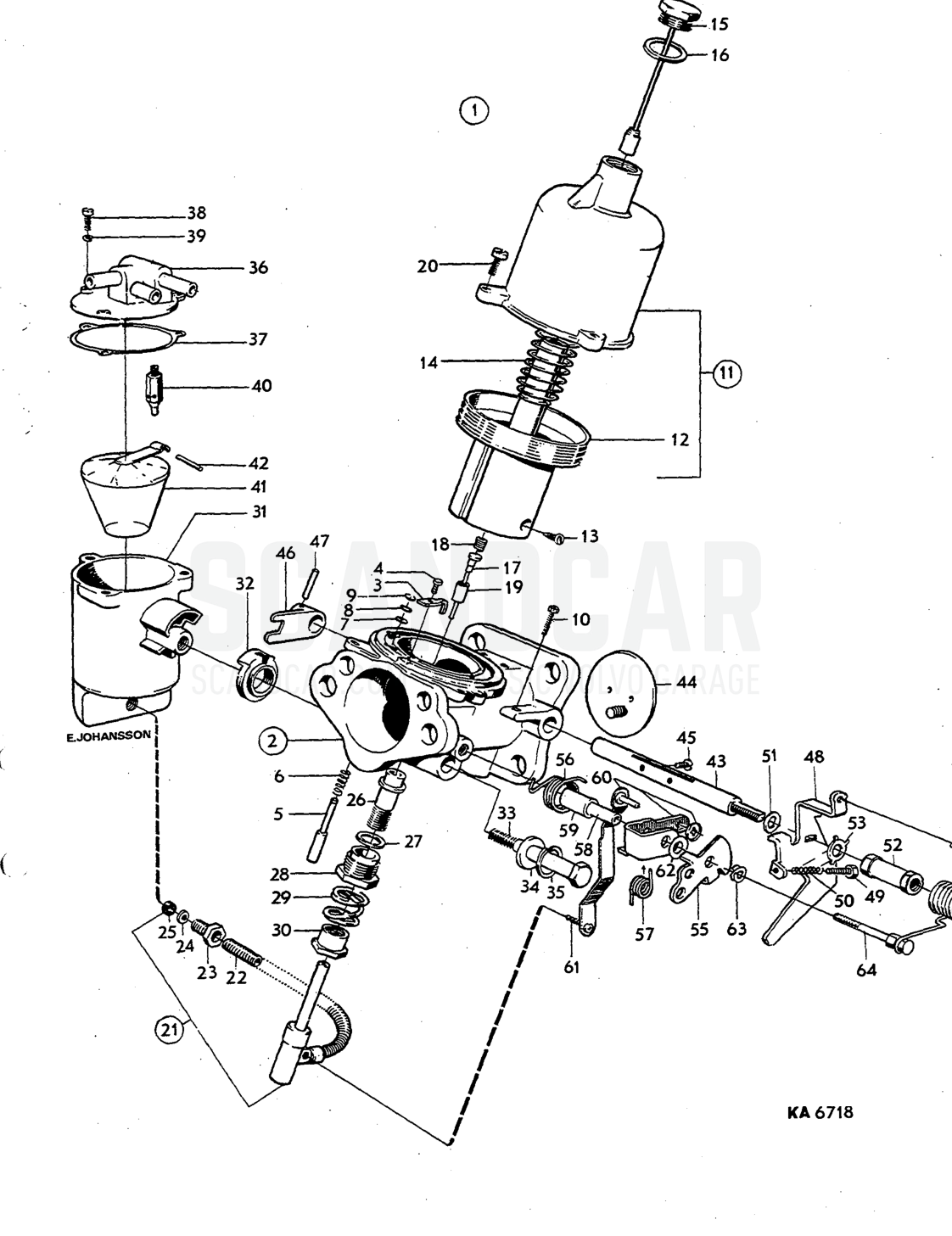 Illustration Sats Kit - Explosionszeichnung, Kraftstoff- und Abgasanlage, Volvo P1800