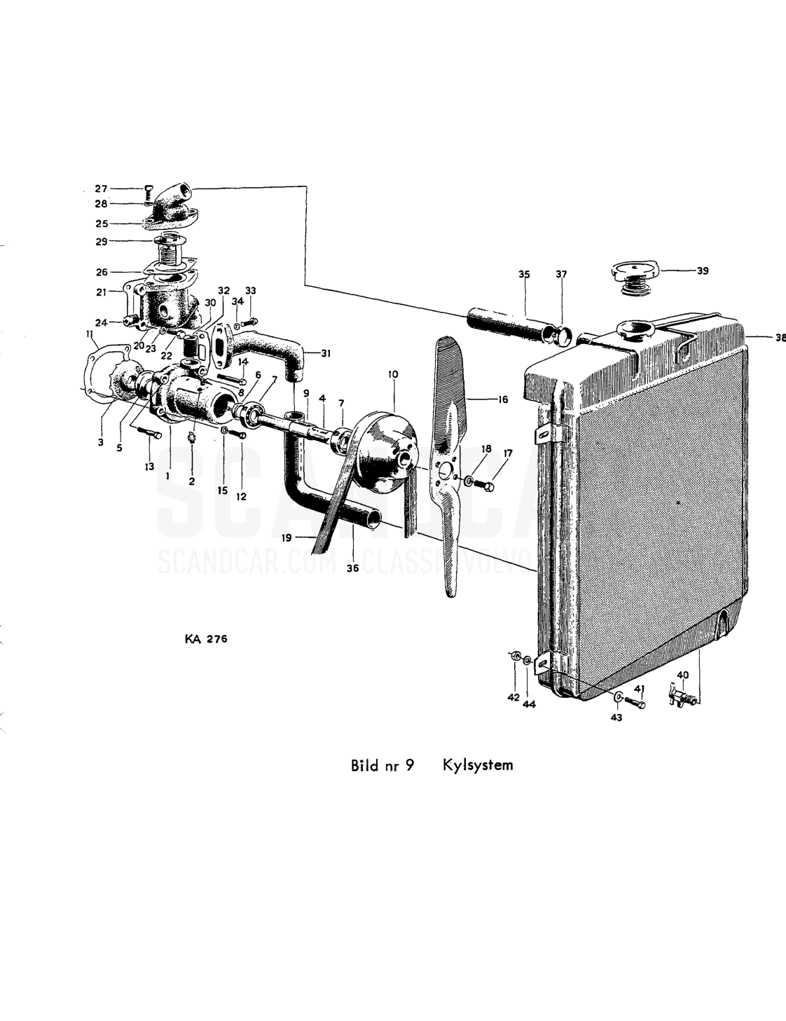 Smörjsystem - Explosionszeichnung, Motor, Volvo PV544 / P210 B16