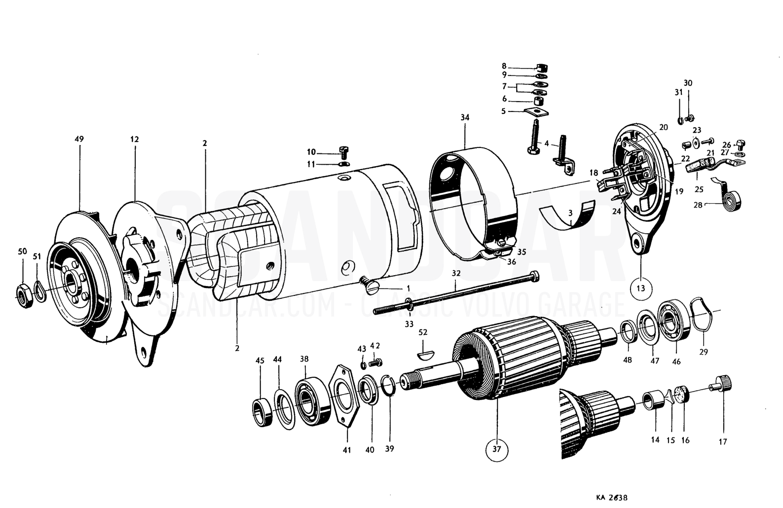 Generator - Explosionszeichnung, Sonstige Teile, Volvo PV544 / P210 B16
