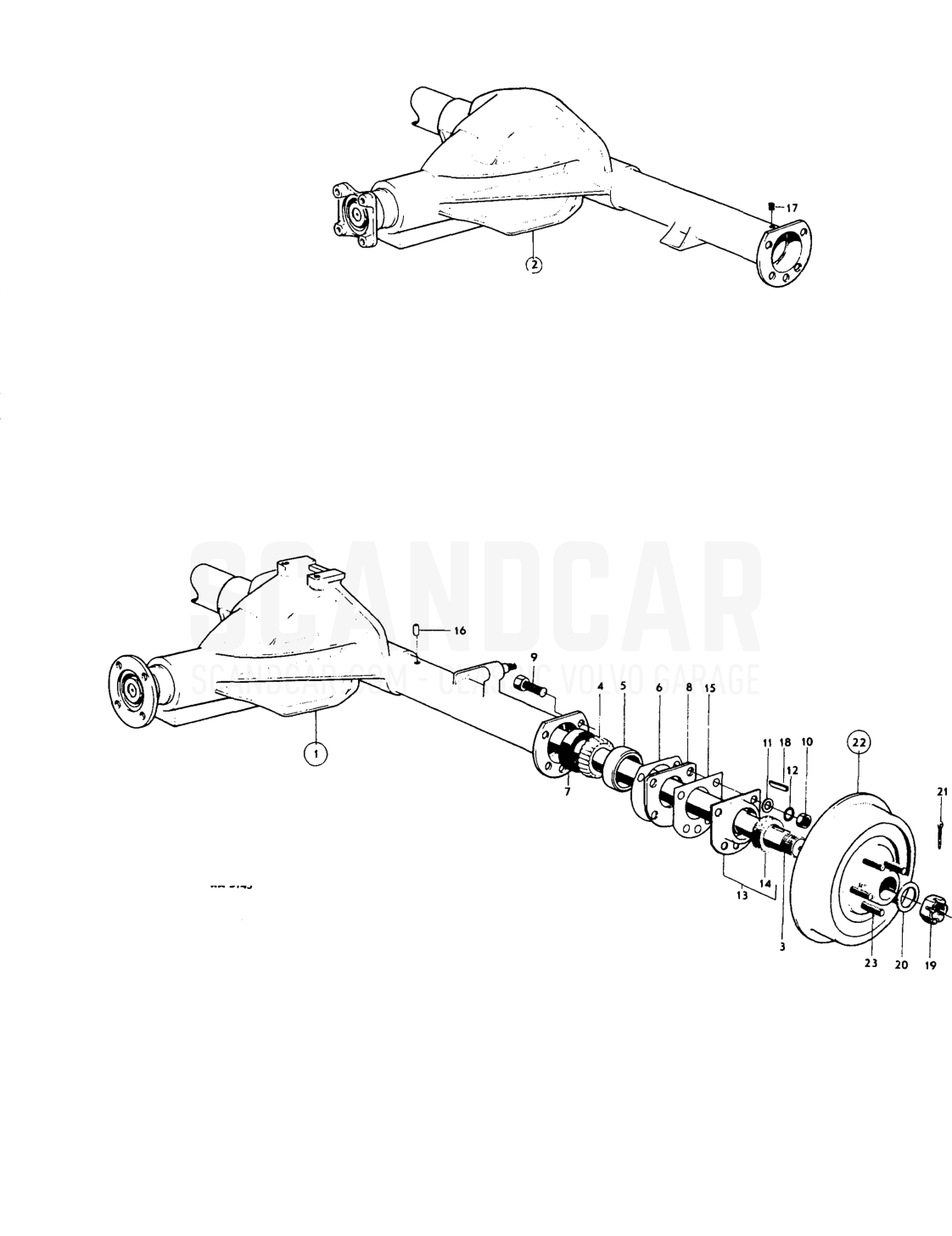 Reservdel skata log Rear axle Paris - Explosionszeichnung, Antriebsstrang - Hinterachse, Volvo PV544 / P210 B18