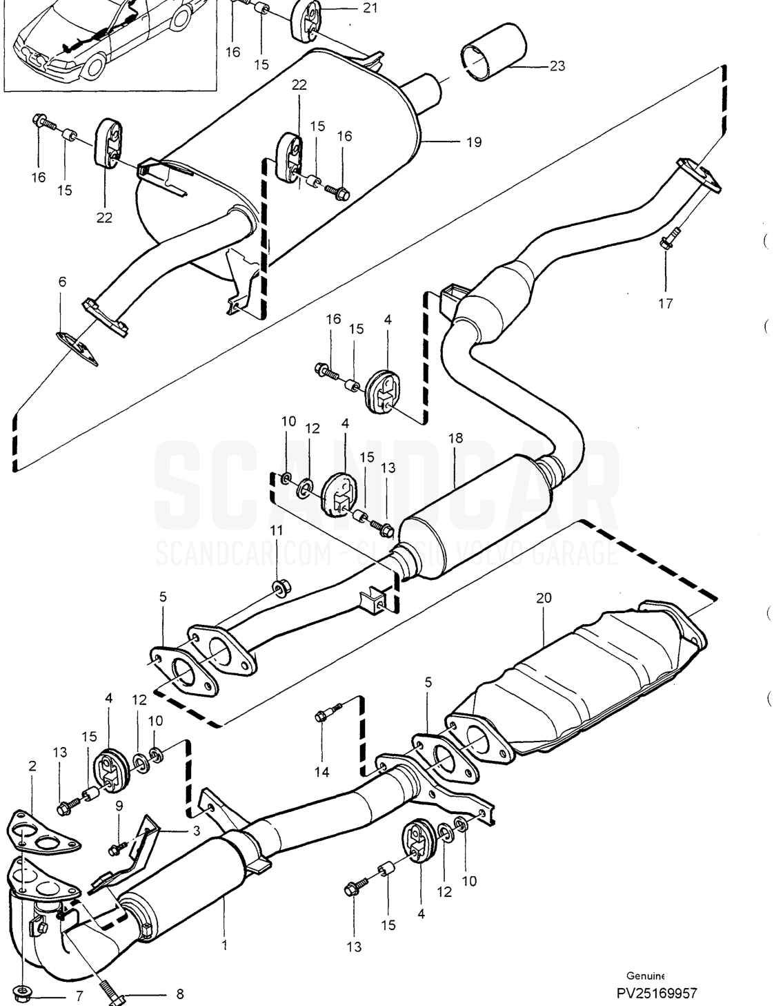 EXHAUST SYSTEM - Explosionszeichnung, Sonstige Teile, Volvo S40/V40er-Serie ab 1996
