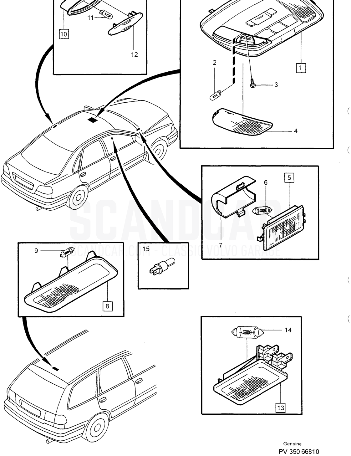 REAR LIGHTING - Explosionszeichnung, Elektrische Ausrüstung, Volvo S40/V40er-Serie ab 1996