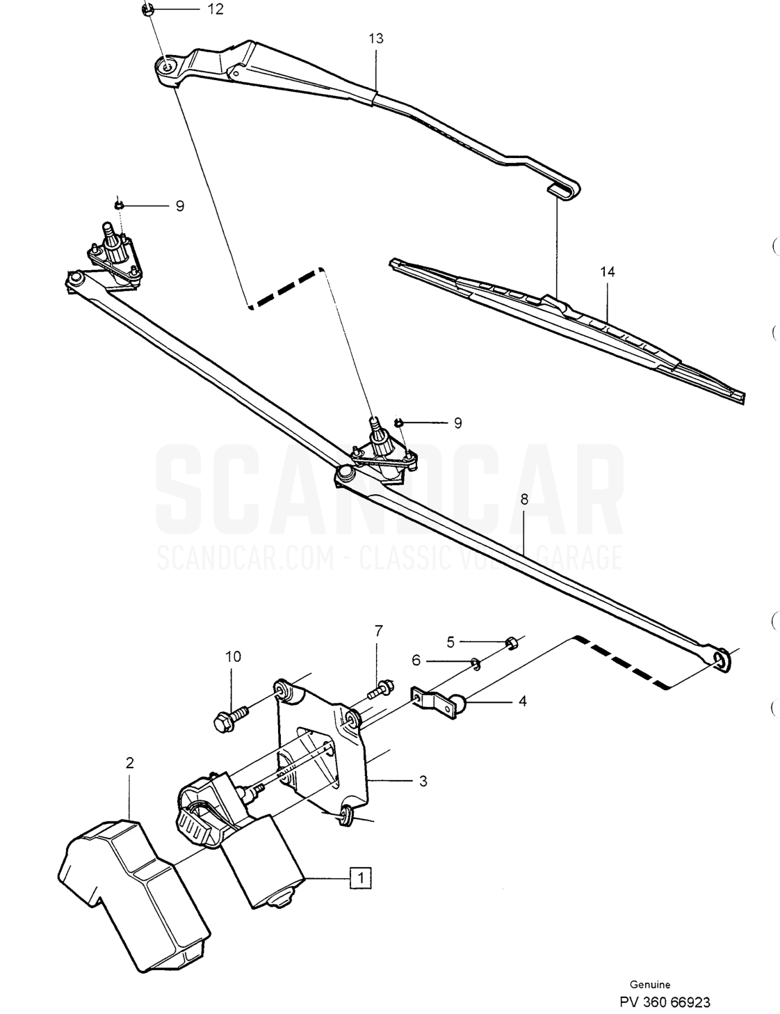 WINDSCREEN WIPERS - Explosionszeichnung, Elektrische Ausrüstung, Volvo S40/V40er-Serie ab 1996