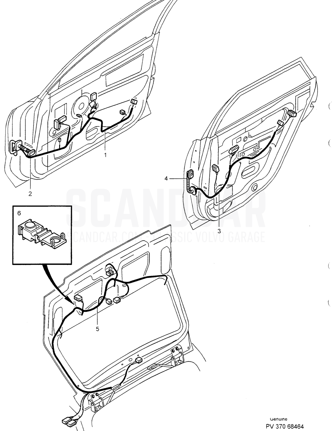 CABLE HARNESS REAR SYSTEM - Explosionszeichnung, Elektrische Ausrüstung, Volvo S40/V40er-Serie ab 1996
