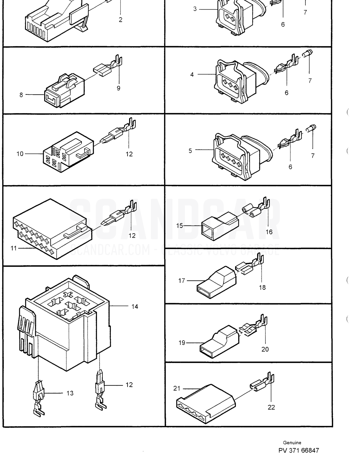 CONTACTS - Explosionszeichnung, Elektrische Ausrüstung, Volvo S40/V40er-Serie ab 1996