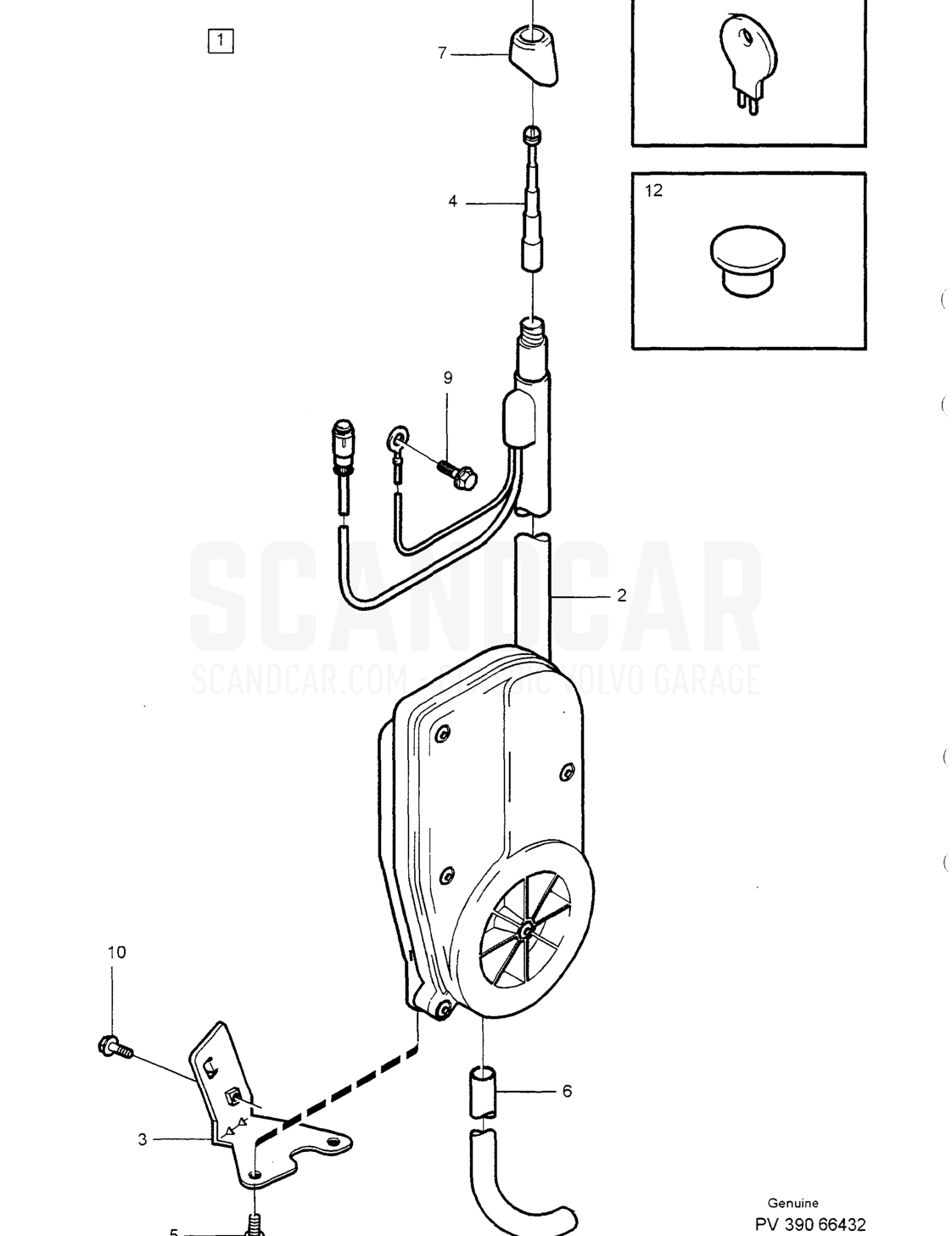 ANTENNA MANUAL - Explosionszeichnung, Elektrische Ausrüstung, Volvo S40/V40er-Serie ab 1996