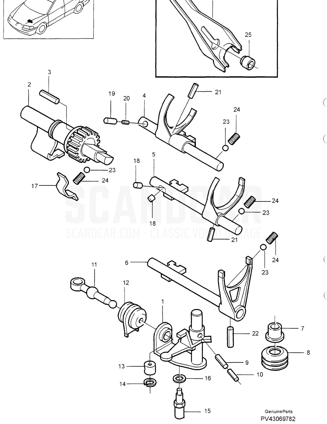 GEARBOX, MANUAL GEARS - Explosionszeichnung, Antriebsstrang - Hinterachse, Volvo S40/V40er-Serie ab 1996