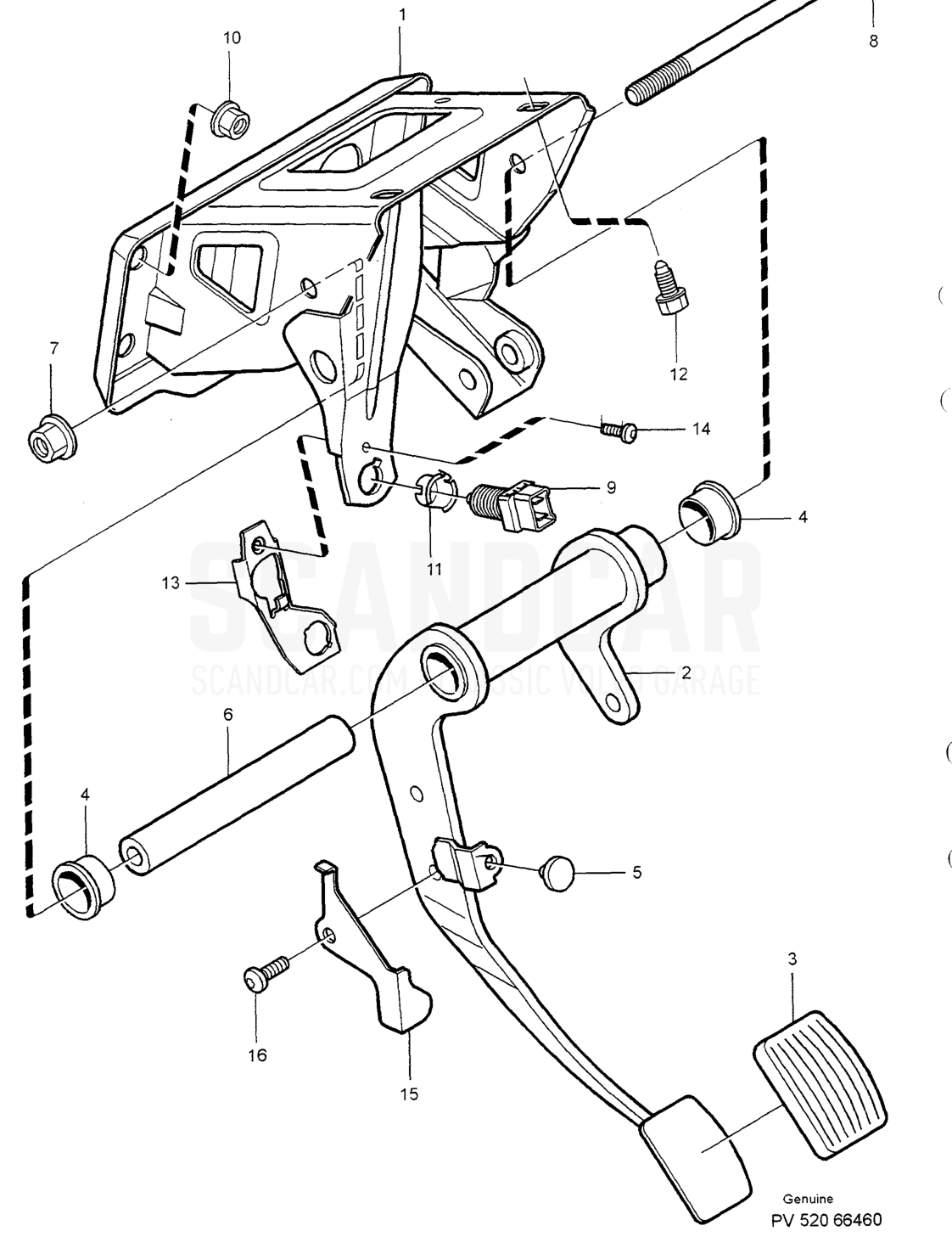 MASTER CYLINDER. SERVOCYLINDER - Explosionszeichnung, Bremsen, Volvo S40/V40er-Serie ab 1996