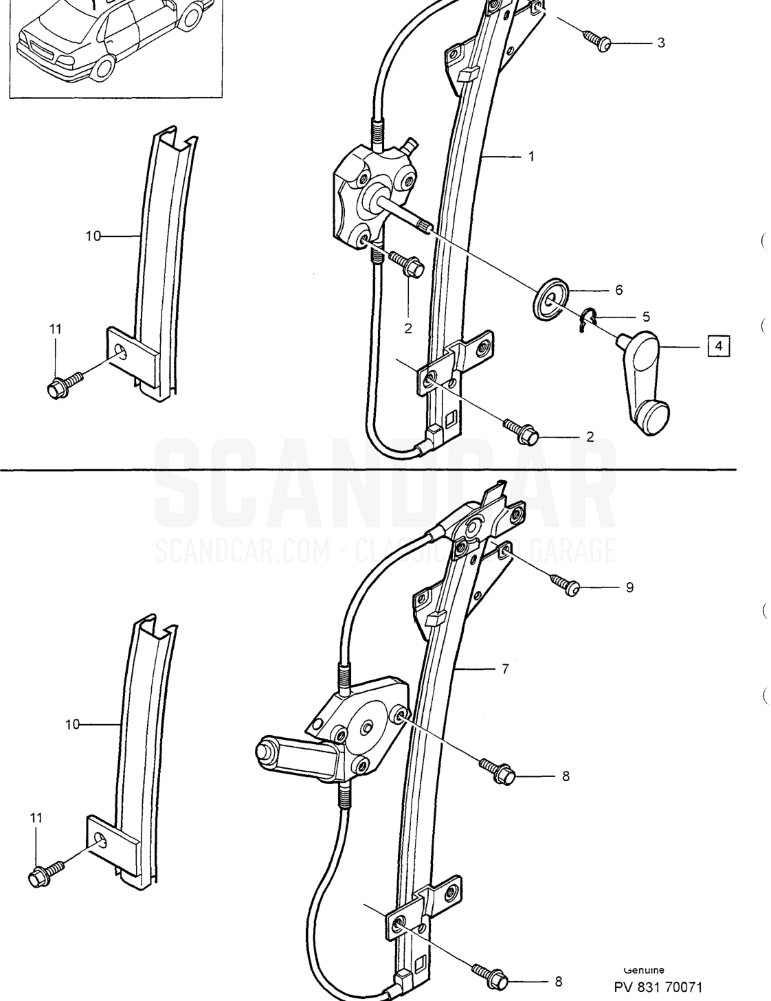 REAR DOOR LOCKING SYSTEM - Explosionszeichnung, Karosserie, Volvo S40/V40er-Serie ab 1996
