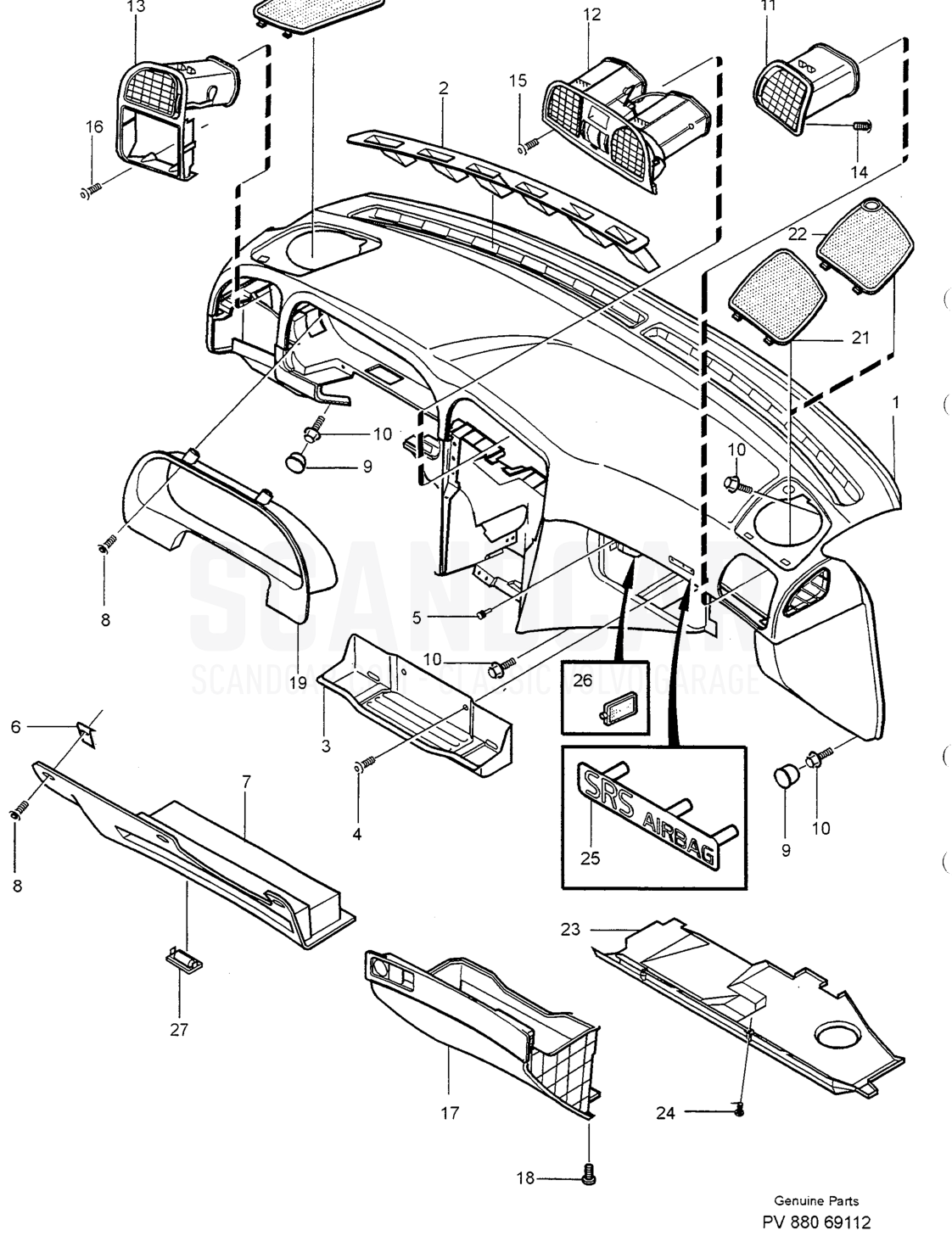 UPPER SECTION - Explosionszeichnung, Karosserie, Volvo S40/V40er-Serie ab 1996